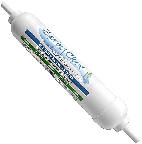 SpringClear Water Gem - Cartuccia filtro in linea compatibile con attacco maschio da 3/8, filtro universale a carbone per distributore d'acqua e macchina per ghiaccio con riduzione della scala,