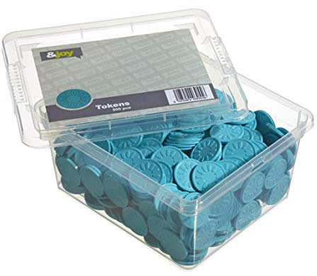 &Joy Jetons Plastiques Gravés Fleur Turquoise - 500 pièces - 29 mm