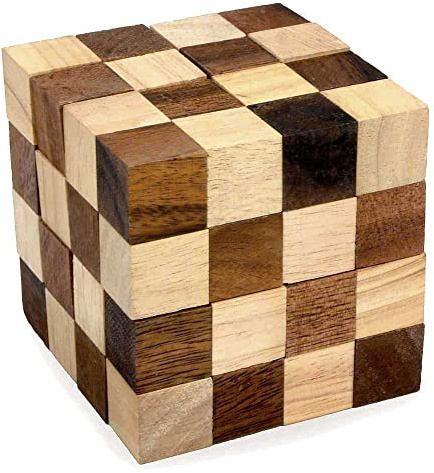 Logica Spiele Art. Anaconda - 3D Denskspiel aus Edlem Holz - Schwierigkeit 5/6 Unglaublich - Knobelspiel - Geduldspiele - Experte Schlange Puzzle - Leonardo da Vinci Kollektion