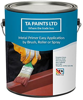 T A Paints Ltd Metal Primer White 5L Quick Drying HB Zinc Phosphate Anti Corrosive Hammerite Equivalent to Mild Steel, Wrought Iron, RSJs