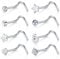 Briana Williams 20G 8 Stück Nasenpiercing Schraube Ohrstecker Edelstahl Zirkonia Kugel Herz Stern Flach Top Nasenring Körperschmuck