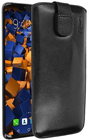 mumbi Echt Ledertasche kompatibel mit Huawei Mate 20 Pro Hülle Leder Tasche Case Wallet, schwarz