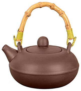 Aricola Tonkanne flach 350ml glatt mit Bambushenkel dunkel