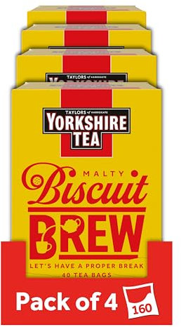 Yorkshire Tea Biscuit Brew Flavoured Tea Bags, 4 Boxes of 40 Tea Bags (Total 160 Bags)