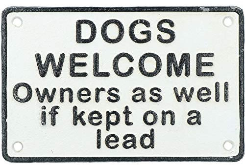 AB Tools Dogs Welcome Cast Iron Sign Plaque Door Wall House Fence Gate Post Garden