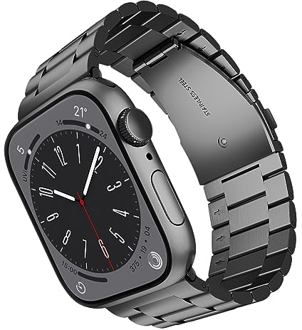 ARTCHE Armband Kompatibel mit Apple Watch Armband 46mm 49mm 45mm 44mm 42mm, Edelstahl Metall Uhrenarmband Ersatz Armbaender für iWatch Bands Serie 10/Ultra 2/Ultra/9/8/7/6/SE/5/4/3/2/1 - Schwarz