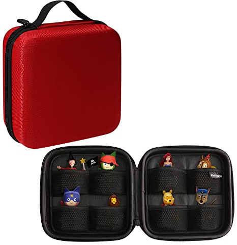 kwmobile Aufbewahrungstasche kompatibel mit Tonies - aus robustem Nylon - Transportbox kompatibel für bis zu 20 Figuren - Hartschale Box in Rot