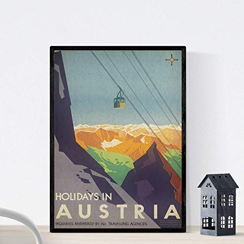 Vintage Poster Nacnic. Vintage Poster Europäische Berge. Weihnachten in Österreich. A4-Format