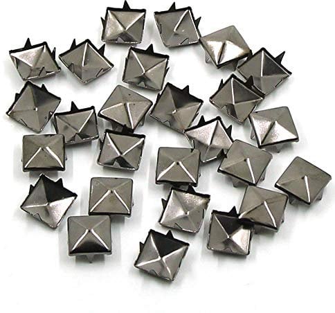 100Pcs quadratische Nieten Nieten Black Pyramid Nieten Niet Punk Rock Stud Nieten Schuhe DIY Crafts Claw Metall Nieten für Leder, 8mm 100Pcs