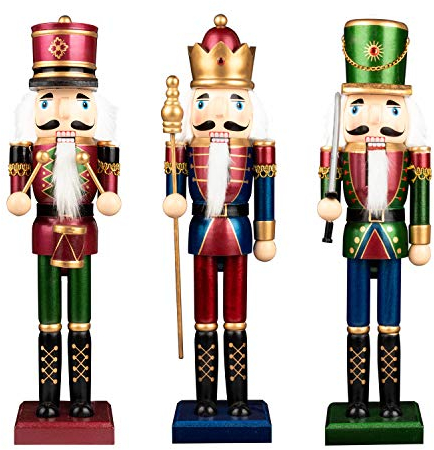 Busybee nussknacker Figur Weihnachten Set of Wooden Nutcracker König und Soldat Figurine Weihnachten Nussknacker (38cm)