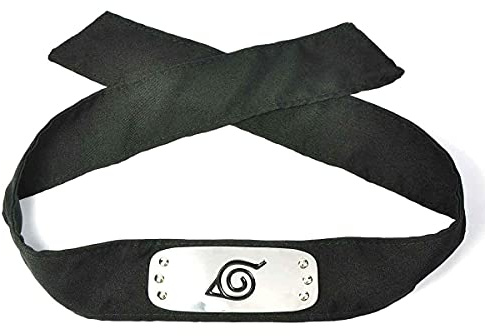 CosplayStudio Naruto Stirnband für Shinobi Kostüm mit Konohagakure Wappen aus Metall | Schwarz