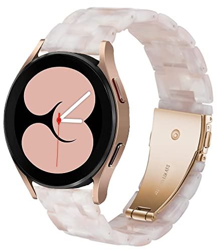 DEALELE Armband Kompatibel mit Samsung Galaxy Watch 6/6 Classic / 5/5 Pro / 4/4 Classic / 3 41mm / Active 2, 20mm Buntes Harz Resin Ersatz Armbänd für Huawei GT3 42mm / GT2 42mm, Blumen rosa