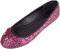 Womens Slip On Casual Party Glittery Ballerina Style Pumps Dolly Shoes - Magenta - UK 6 / EU 39
