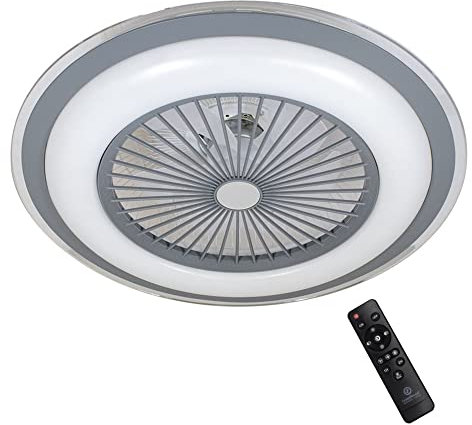 CristalRecord - Ventilador Plafón de techo con Intensidad de Luz LED regulable Blanco y Gris Liria
