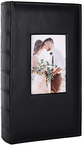 Fotoalbum 4x6 für 300 Fotos Bilder PU Leder Cover Schwarz Innenseite für Hochzeitsalben Familie Fotobuch Baby Jahrestag Tasche Urlaub Geburtstag Weihnachten Fotoalben Geschenk (Schwarz)