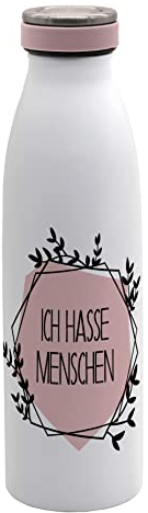GEDA LABELS Unisex – Erwachsene Sag es wie es ist Trinkflasche, Isolierflasche, weiß-rosa, 500 ml