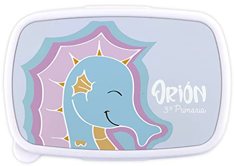 LolaPix Tupper Infantil. Fiambrera Infantil Personalizada. Caja merienda con Nombre y Curso. Apta para microondas y Libre de BPA, filatos y Metales Pesados. Varios diseños.Pez Amigo