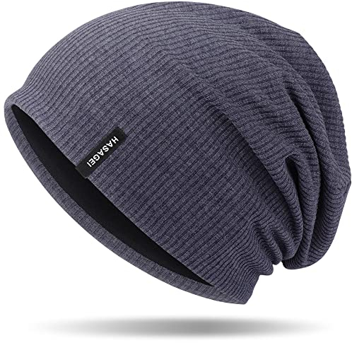 HASAGEI Mütze Herren Damen, Slouch Beanie Mütze Damen, Übergangszeit Weiche Leicht Modische Jersey Beanie, Unisex Warm Winter Mütze Ideal für Frühling Herbst und Winter (Blau)