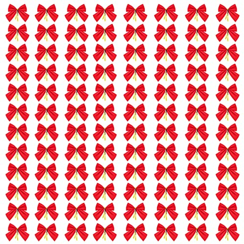 96 Piezas Arcos Navideños, Lazos Rojos Navideños, Arcos del árbol de Navidad Lazos, Mini Arco Adornos para Boda, Fiesta, Decoración del Hogar, Guirnaldas Colgantes, Decoración de Año Nuevo, Artesanía