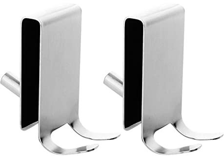 Bath Hook, 2pcs Over Door Hook Shower Hooks Stainless Steel Heavy Duty Glass Wall Door Hooks Hanging Bath Towel Hooks Bathroom Accessories No Drill(Silver)
