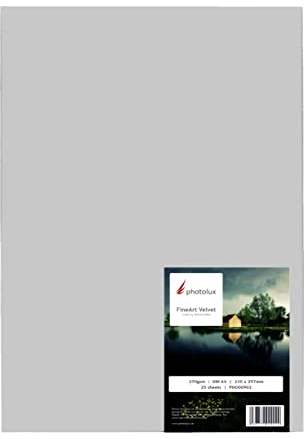 Photolux FineArt Velvet 270 gsm Matt Fotopapier in Premiumqualität, DIN A4 (210x297mm) 25 Blatt