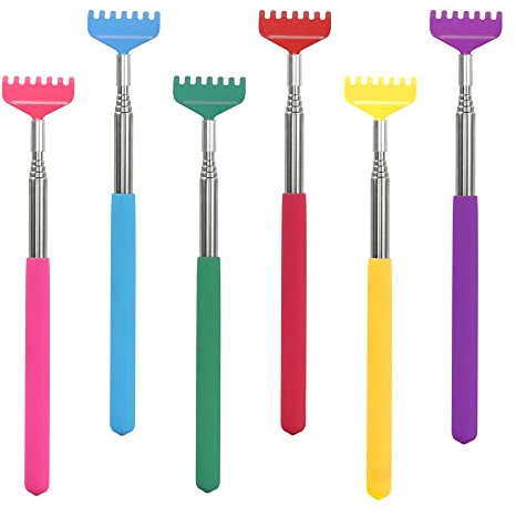 CERRXIAN Rascador de espalda extensible portátil, rascador telescópico para mujer, rascador trasero de acero inoxidable de metal con mango de goma para hombres (4 nudos)