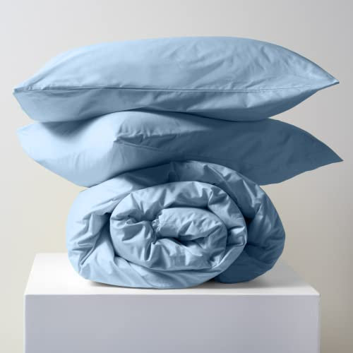 Lisola Set Copripiumino Singolo, in Cotone Pregiato, Made in Italy, Sacco Copripiumino 155x240 cm + 1 Federa 50x80cm, Tinta Unita. Modello: Tortona, Valanga