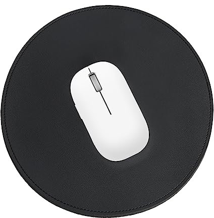 Tapis de Souris Rond 22 * 22cm, Résistant Mouse Pad avec Base Caoutchouc Antidérapant,Tapis de Souris d'Ordinateur en PVC Etanche pour Maison Bureau (Noir)