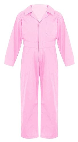 YiZYiF Tuta Intera da Lavoro in Cotone per Bambini Fascia Elastica Tuta Protettiva Costume per Ragazzi Pilota Salopette Tutina Completo Operaio Meccanico Zip 6-16 Anni Rosa 5-6 anni