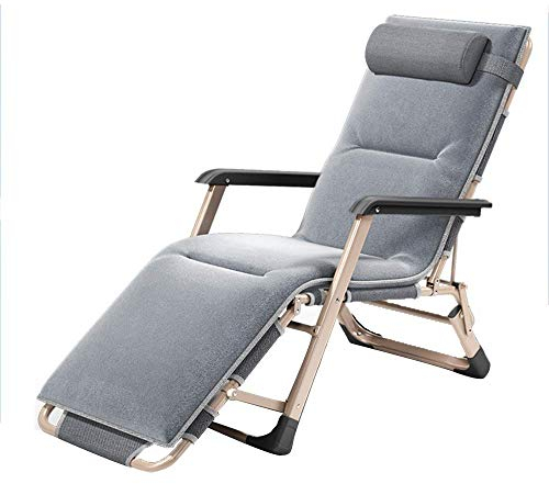 EyeWeb Eisen Klappstuhl Liege Lounge Lesen Outdoor Camping Wohnzimmer Hause Liegestuhl Mit Pad Grau (B) (A) Hopeful