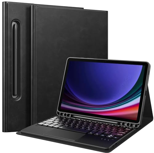 MoKo Étui Clavier pour Galaxy Tab S9 FE 5G, Coque avec Clavier 10,9 Samsung Galaxy Tab S9 Étui Clavier 11 2023 avec Porte-Stylo S Pen & Pavé Tactile, Clavier Bluetooth Détachable Multi-Angle