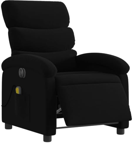 vidaXL Massagesessel, Elektrisch Relaxsessel mit Liegefunktion Vibrationsfunktion, Fernsehsessel für Wohnzimmer, Liegesessel TV Sessel, Schwarz Stoff