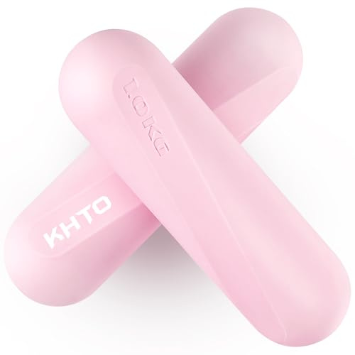 KHTO Lot de 2 haltères en silicone de 1 kg pour femme - En fer rose - Pour la maison, la gym, l'entraînement - Anti-roulement, antidérapant, forme hexagonale