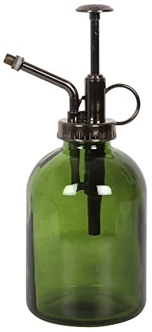 Mister Glass Plant Watering Can Vintage Spritzer Spray Bottle, Succulent Watering Bottle with Top Pump, Small Plant Sprayer Minimalist for Indoor Outdoor House Plant Green
