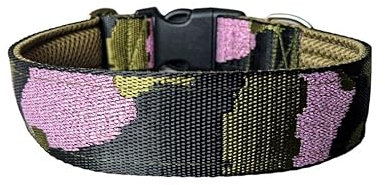 Camouflage Hundehalsband extra breit 4cm, weiche Polsterung, Military-look Klickverschluss einstellbar komfortabel, rose-gold-black (Halsumfang bis 38 cm)