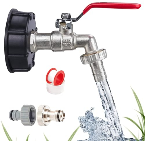 IBC Auslaufhahn 3/4'' IBC Tank Adapter Wasserhahn IBC Tank Zubehör Brass 1000L Wassertank Zubehör Wasserhahn für IBC-Regenwassertanks Regentonnen