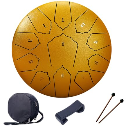 MEOYCHB Stahlzungentrommel,Zungentrommel 10 Zoll 11 Noten C-Key Tongue Drum Stahlzungentrommel Percussion Instrument Handpan Drum mit Tragetasche,Musikbuch, Schlägel,für Geschenke,Meditation