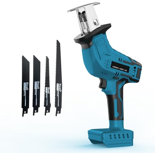 Akku Säbelsäge, Ersatz für Makita 18V BL1830, mit 4 Sägeblätter,0-3000SPM Elektrische Säge, für Holz, PVC, Baumschnitt (ohne Akku)