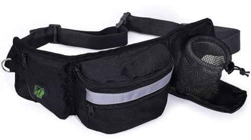 Realand Leckerli-Tasche für Hunde, Gassigehen, Leckerlibeutel für Haustier-Training mit Hüftgurt, Leckerli-Tasche für Hundetraining, Leckerlibeutel, Trainingstasche, Schwarz