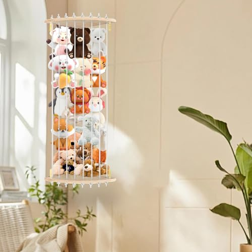 Tefola Kuscheltier Aufbewahrung, Holz Stuffed Animal Storage Tube, Längenverstellbares Eckregal für Plüschtiere, Stuffed Animal Storage Geeignet für Kinderzimmer, Spielzimmer (A)