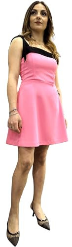 Imperial Abito Donna Tubino con Bretelle a Fiocco e Gonna Svasata Colore Rosa Nero Taglia S