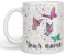 Vixar Personalised Mug with Your Text Name Butterfly Animals Watercolour Art Coloured Ceramic Mug Cup Gift 330ml 11oz Custom Work Office Tea Coffee (White)