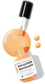 Birkenspanner Bio-Glitzer Nagellack | 85% pflanzenbasiert | Nachhaltig | 19-free | Vegan | Made in Germany | Langer Halt | Velvet Peach