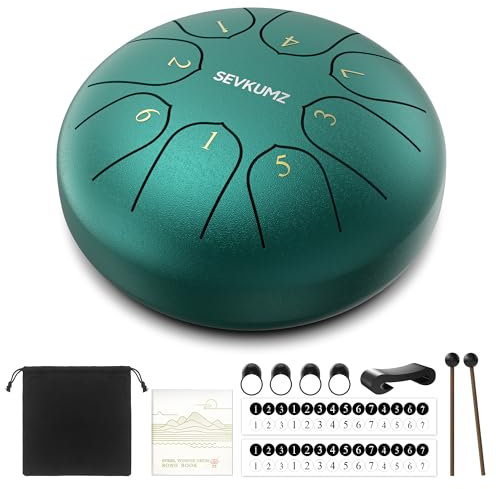 SEVKUMZ Steel Tongue Drum, 6 Zoll 8 Tone D-Dur Zungentrommel Schlagzeug Anfänger, Steel Pan Töne Schlaginstrument, Hand Pan Drum für Meditation Yoga Klangheilung