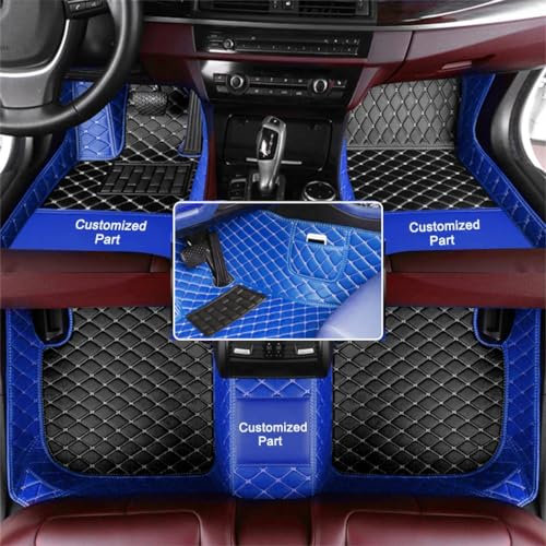 Zwei Farben Anpassen Auto Fußmatte für Nissan Nissan Qashqai Juke Leaf Maxima Micra Navara Note Pathfinder 370z wasserdichte Fussmatten rutschfeste Automatten Blau und Schwarz