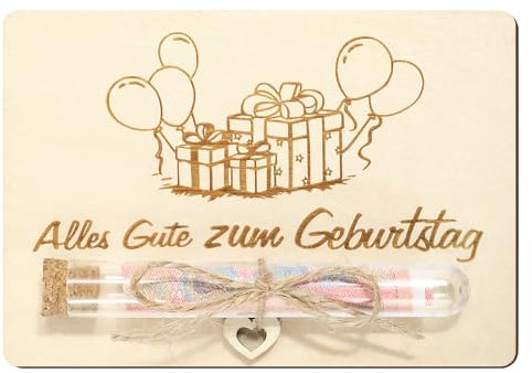 BOFUNX Geburtstag Geldgeschenke Verpackung mit Reagenzgläser Lustige Geburtstag Geschenke Geldgeschenk aus Holz für Damen Herren Geburtstag Jugendweihe Reisen
