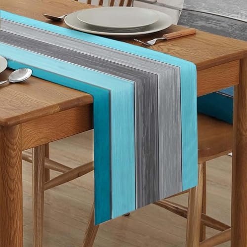 Tischläufer Grün Moderne Wohnzimmer Tischsets Leinen Antik Holz Tischläufer Space Sets Blau-Braun Tischsets für Esstisch Party Hochzeitswäsche 33x183cm