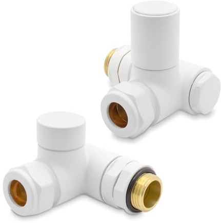Matt White Manual Standard Dual Fuel Valves for Towel Rails (Pair)