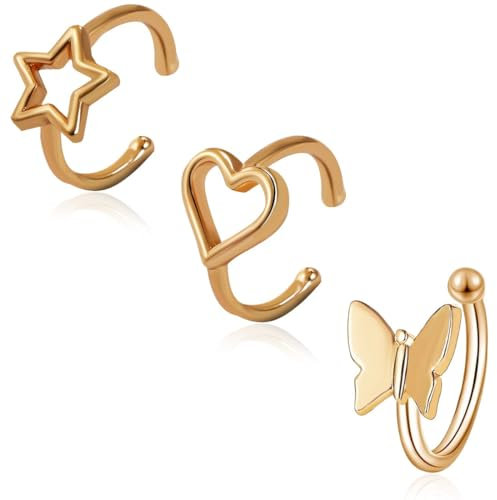 COYUN 3 Pezzi Ear Cuff per Donna Non Piercing Orecchio Cartilagine Helix Cuff Orecchini Piercing Finti Orecchini Senza Buco Donna, per Cartilagine Orecchini a clip, per Ragazze Ipoallergenici Gioielli