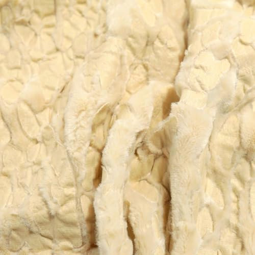 TOLKO 50cm Kunstfell | weicher Baumwollstoff für Jacke Decke Kissen Stuhl Deko | Kurzhaar Webpelz zum Nähen Dekorieren | 140cm breit Teddy Plüschstoff Pelzimitat Kunstfellstoff Meterware (Champagner)